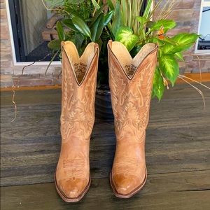Old West Leather Snip Toe Cowgirl Boots